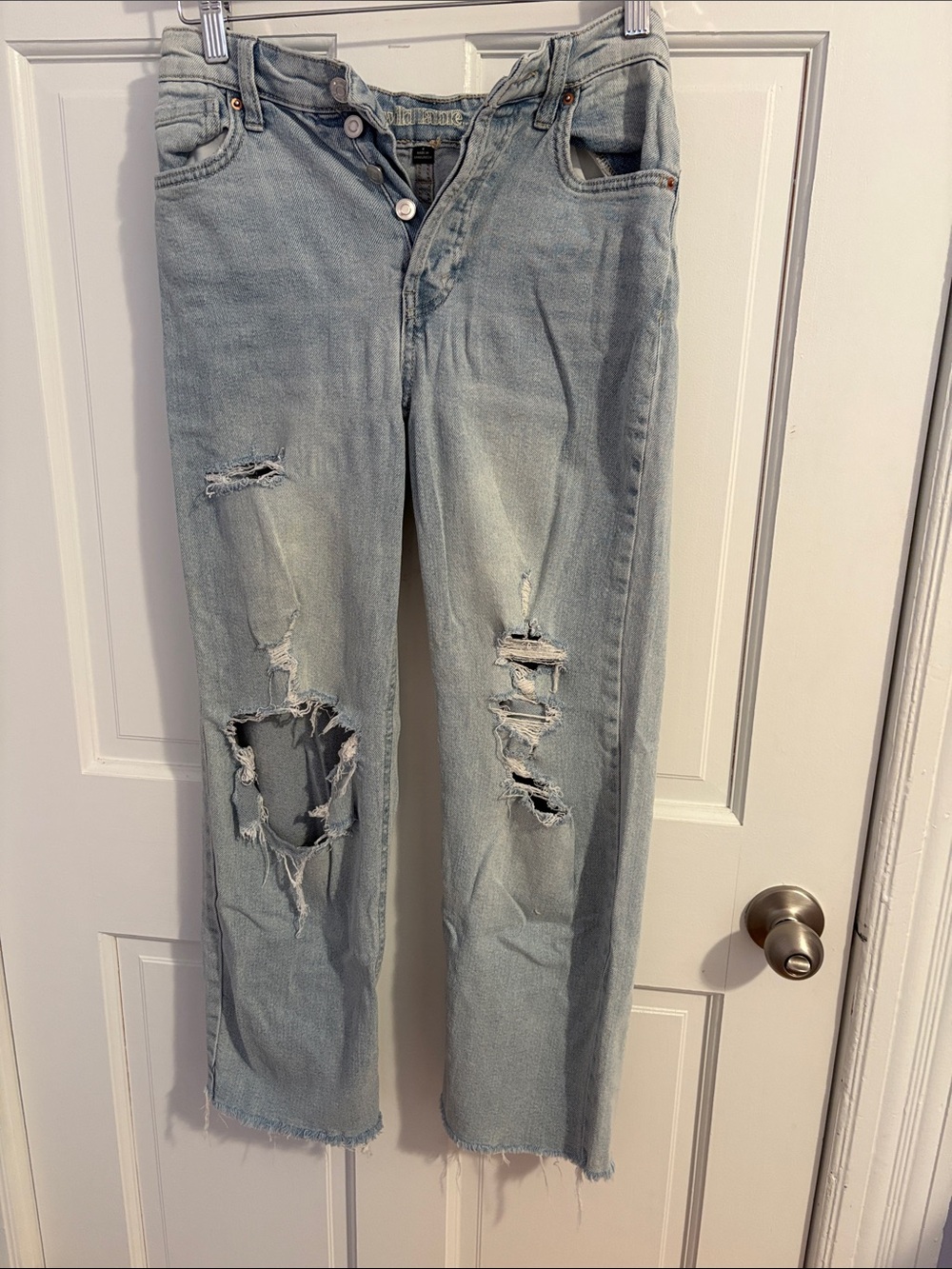 wild fable Light Blue Distressed Straight Leg Jeans